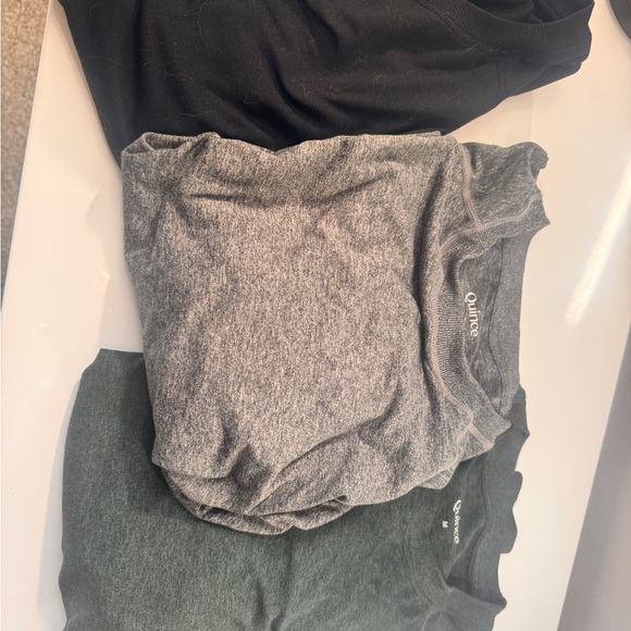 Quince Flowknit Crew Pullover BUNDLE OF THREE medium grey black green - Picture 2 of 8